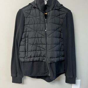 Zella Black Puffer Jacket with Quilted Design and Hoodie